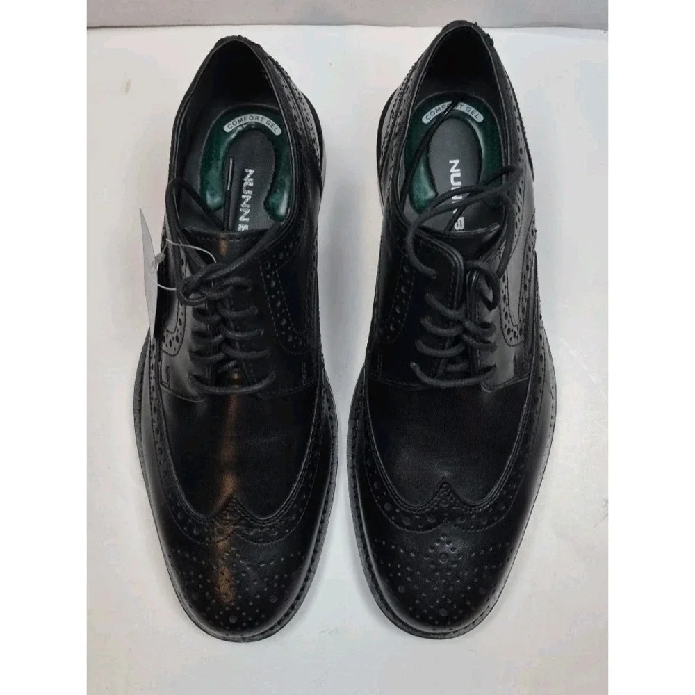 Nunn Bush Lace-Up Oxfords Shoes Mens 7 Black Comfort Gel Wingtip New Brogue
